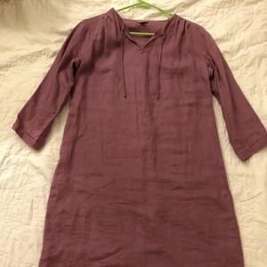 VGC J Jill 100% Linen Lavender Dress W/Tie, Sz S!
